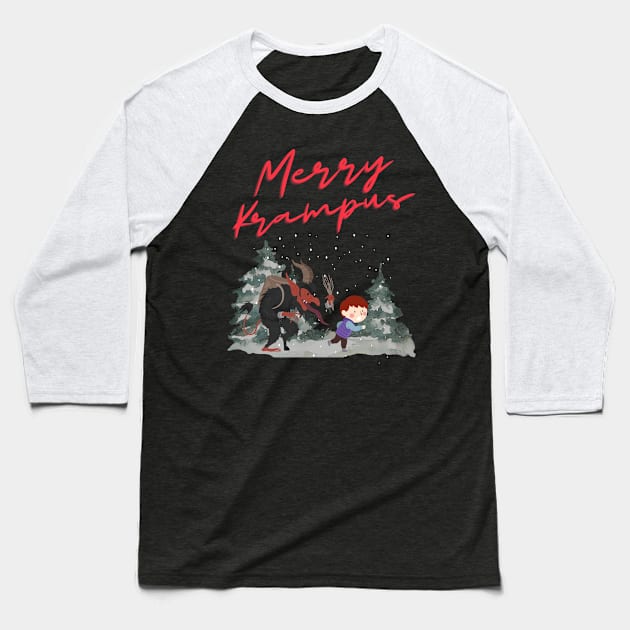 Merry Krampus Baseball T-Shirt by GenXDesigns